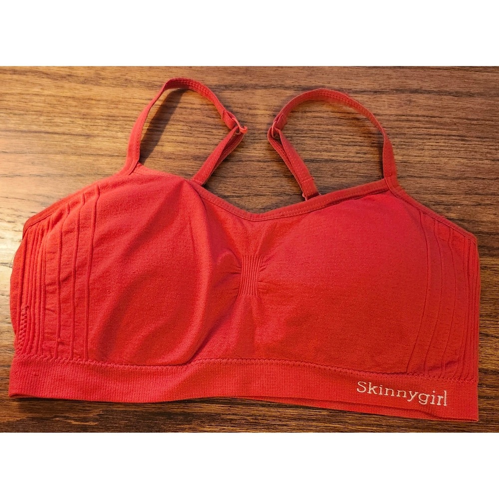 Skinnygirl Red Seamless Bralette Adjustable Straps Comfort Bra Womens